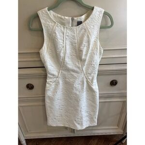 Vera Wang Ivory‎ Lace Bridal Mini Bodycon Dress High Neck Size 2 Cotton Blend